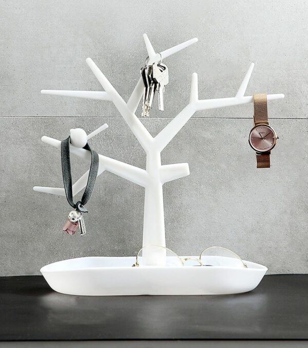 Tree-Shaped Plastic Key Holder with Tray - Image 3