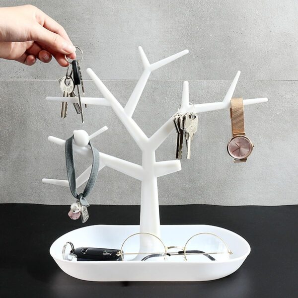 Tree-Shaped Plastic Key Holder with Tray