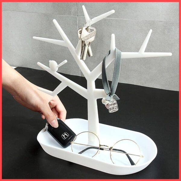 Tree-Shaped Plastic Key Holder with Tray - Image 2