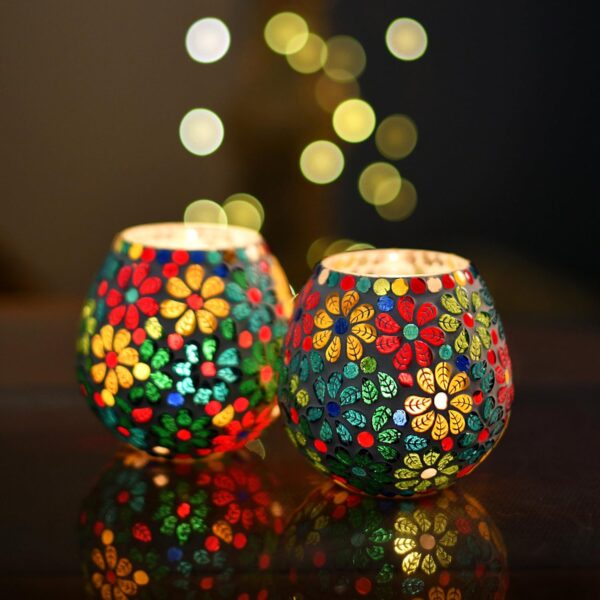 Mosaic Glass Tealight Candle Holders